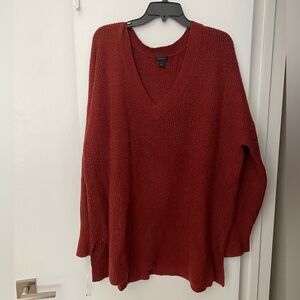 Halogen Deep Red V-Neck Sweater